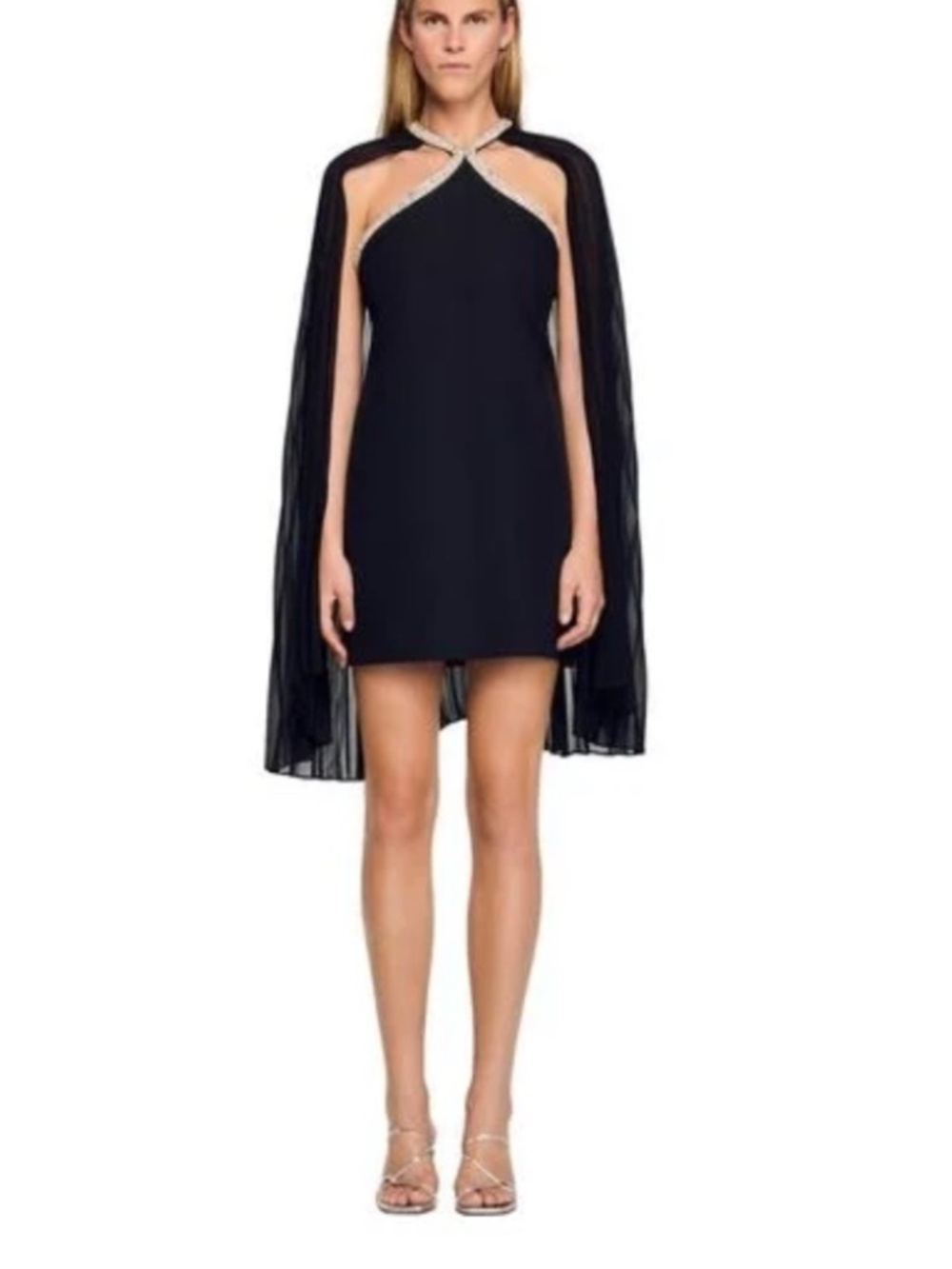 Raphael Embellished Mini Cape Dress